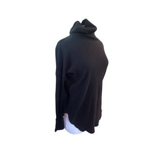 Women S Aritzia TNA Black Waffle Thermal Knit Turtleneck Shirt Top Long Slv
